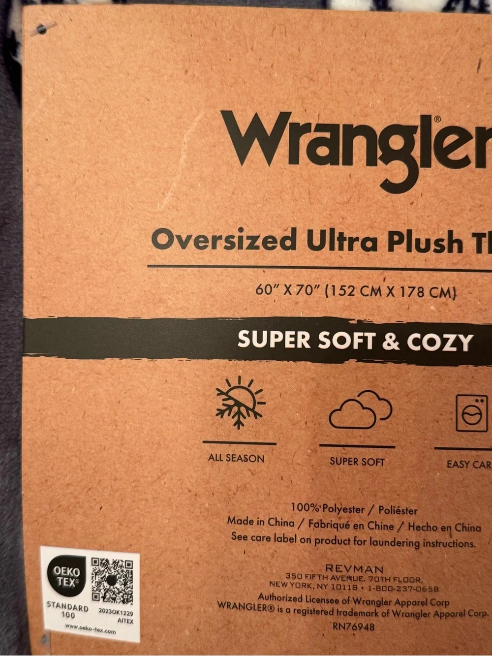 Wrangler Blue Cowboy Boot Pattern Plush Throw